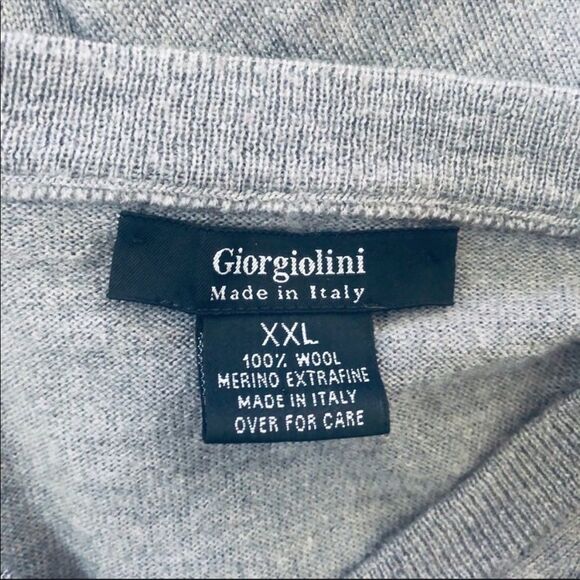 Giorgiolini Mens Gray 100% Merino Wool Warm V-Neck Sweater - Picture 5 of 5